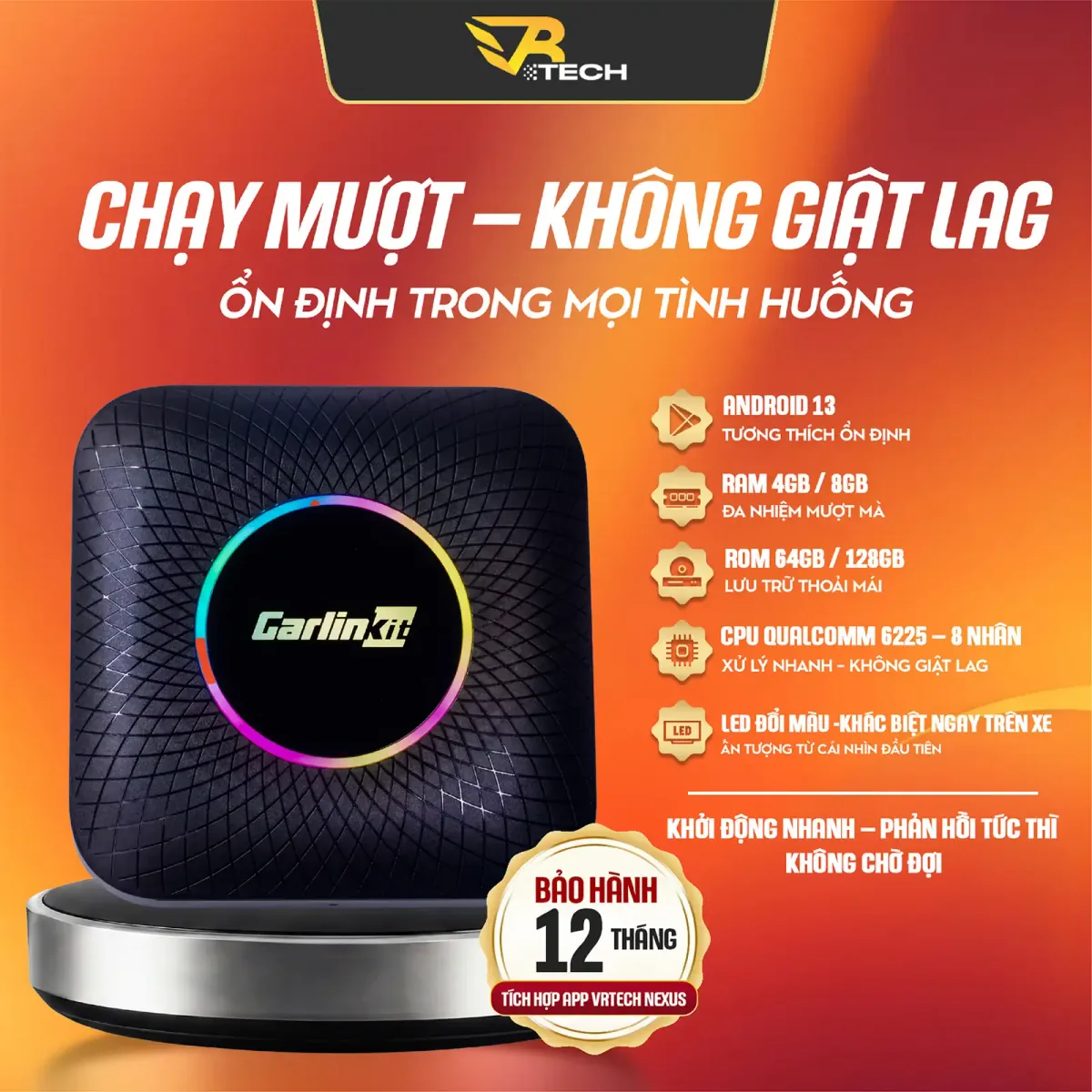 VRTECH Edition | Carlinkit TBOX AMBIENT V2 2026 | Android Box Ô Tô | Chip Qualcomm 6225 | Apple CarPlay & Android Auto | Bảo hành 12 tháng - thumbnail 3